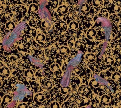 Tapete Versace Home Vögel schwarz Metallic 370531
