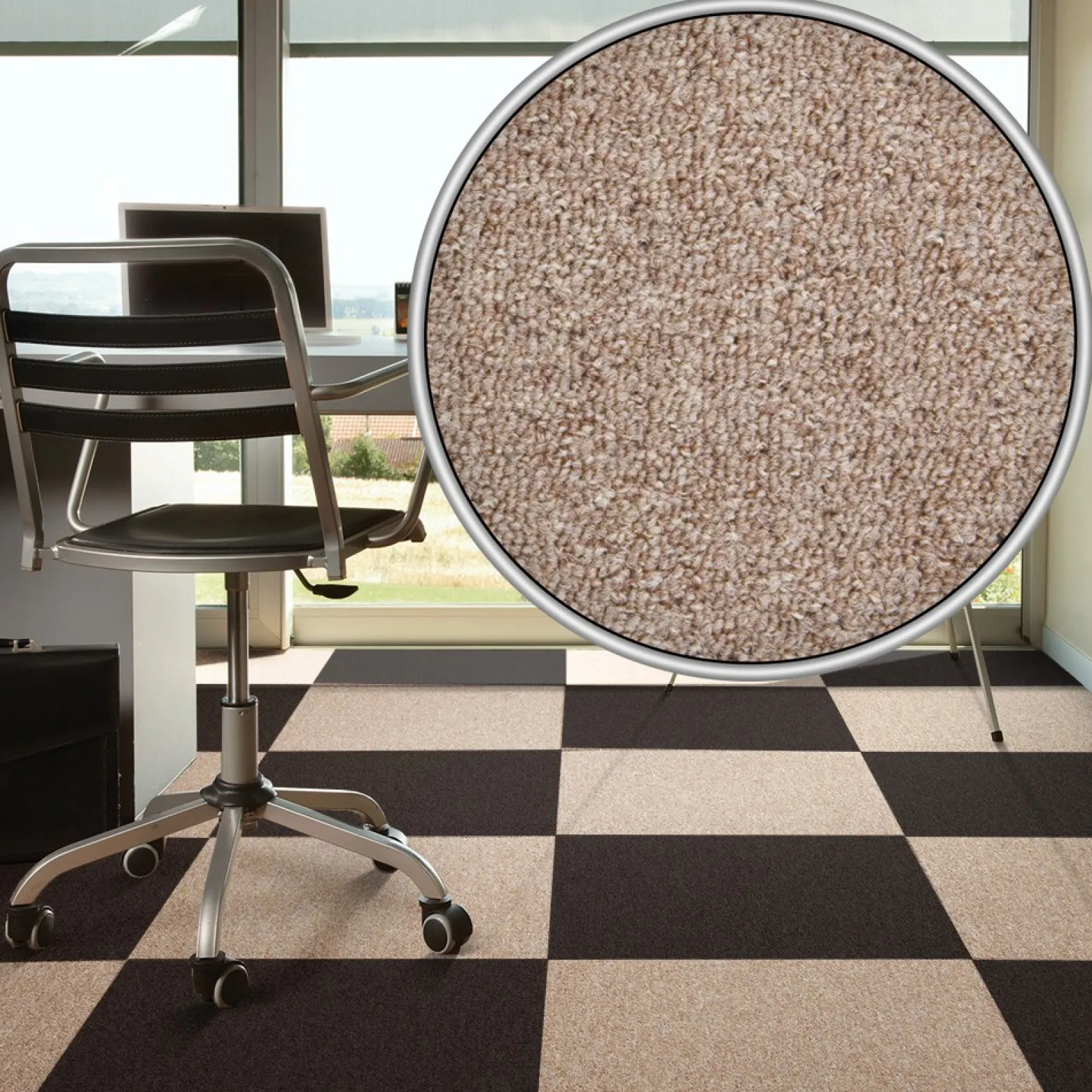 Teppichfliese Teppichplatte Diva beige 50x50 cm