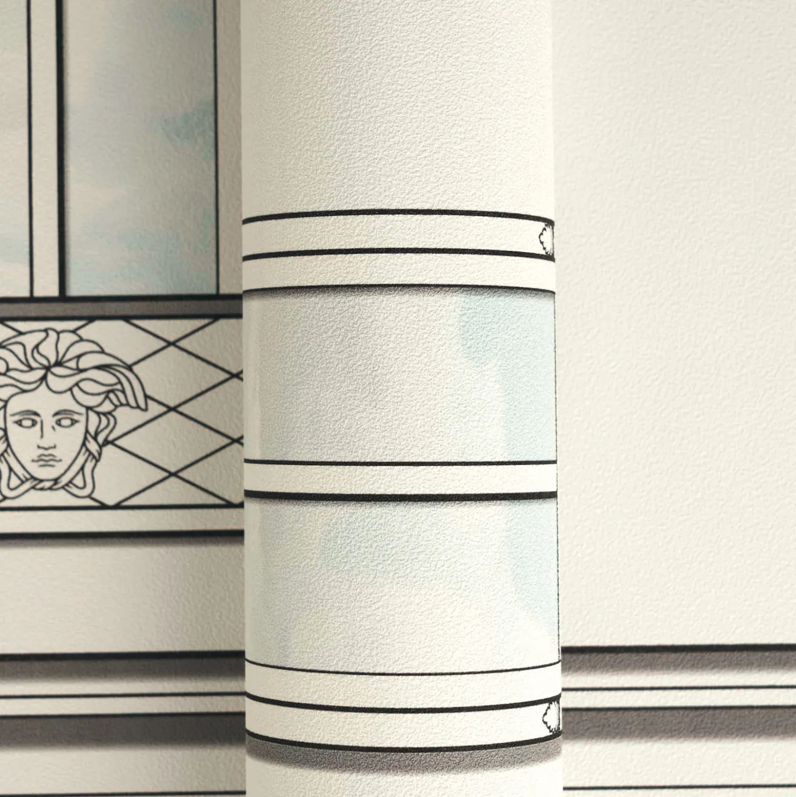 Versace Vliestapete Fenster 3D-Optik Creme Grau 79132-3