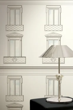 Versace Vliestapete Fenster 3D-Optik Creme Grau 79132-3