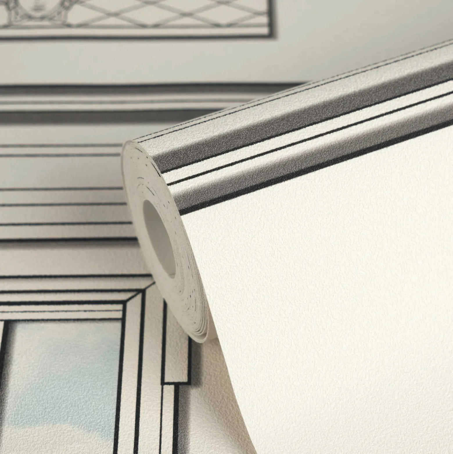 Versace Vliestapete Fenster 3D-Optik Creme Grau 79132-3