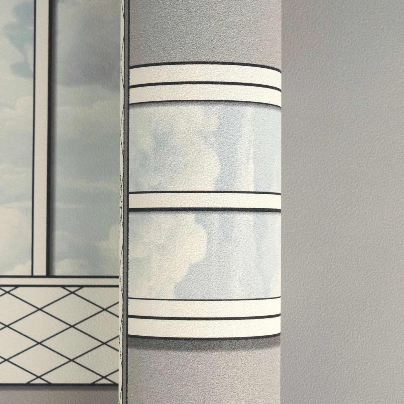 Versace Vliestapete Fenster 3D-Optik Grau Creme 79132-1