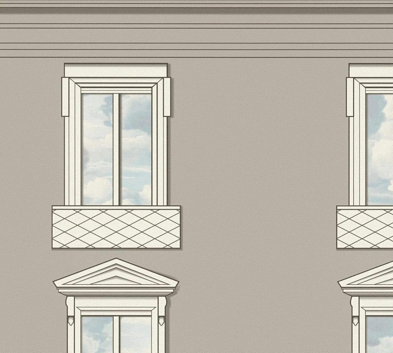 Versace Vliestapete Fenster 3D-Optik Grau Creme 79132-1