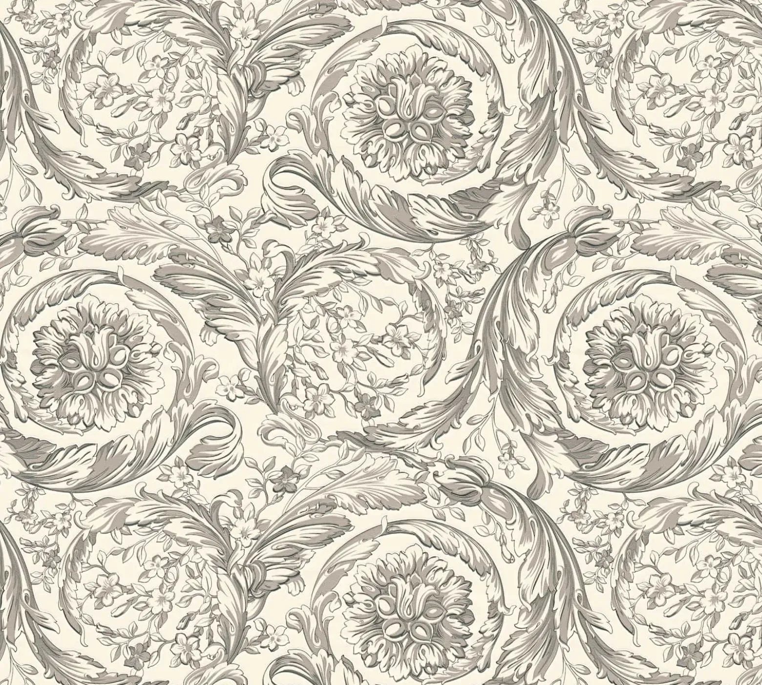 Versace Vliestapete Floral Cremeweiß Grau 79135-3