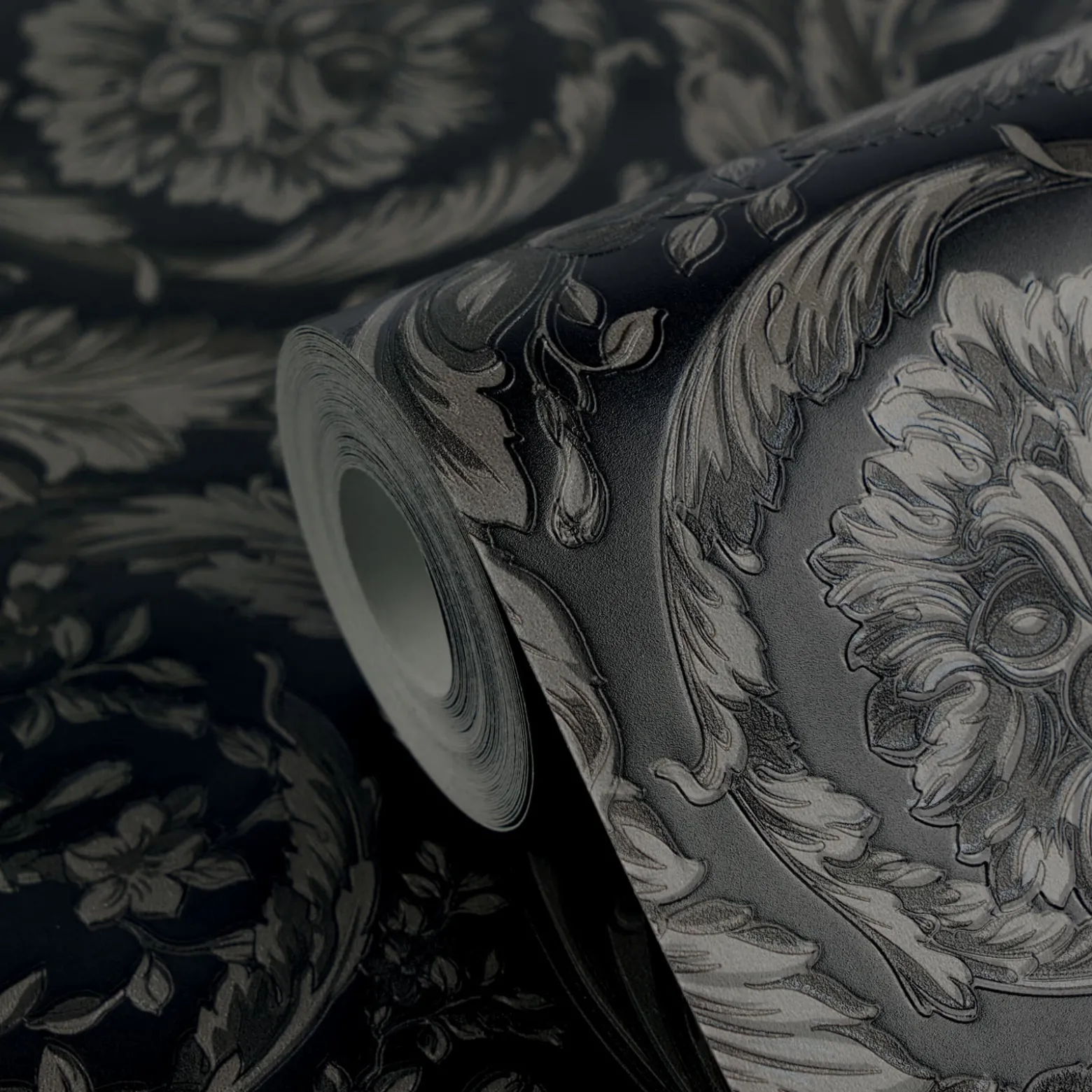 Versace Vliestapete Floral Schwarz Anthrazit 79135-2