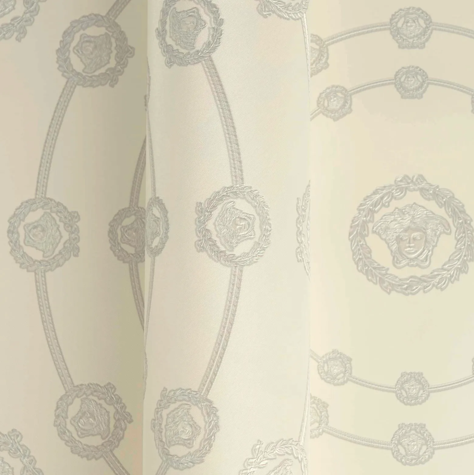 Versace Vliestapete Kreise Creme Silber Metallic 79175-2