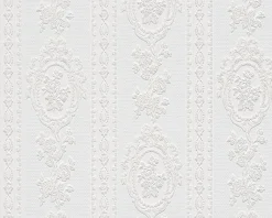 Vinyltapete Barock Streifen weiß Glitzer AS 1861-40