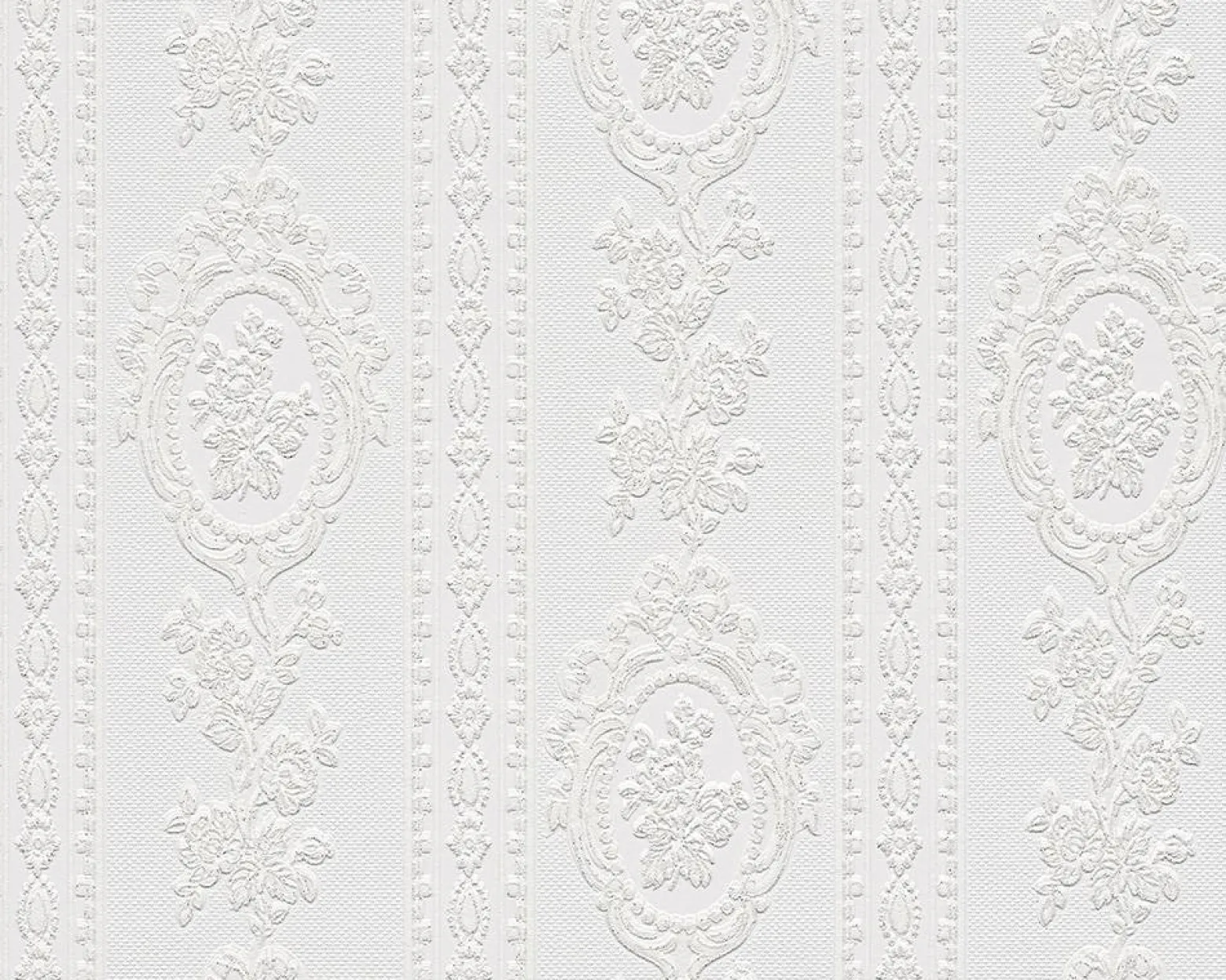 Vinyltapete Barock Streifen weiß Glitzer AS 1861-40