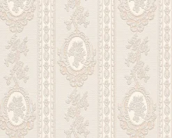 Vinyltapete Barock Streifen cremebeige Glitzer AS 1861-33