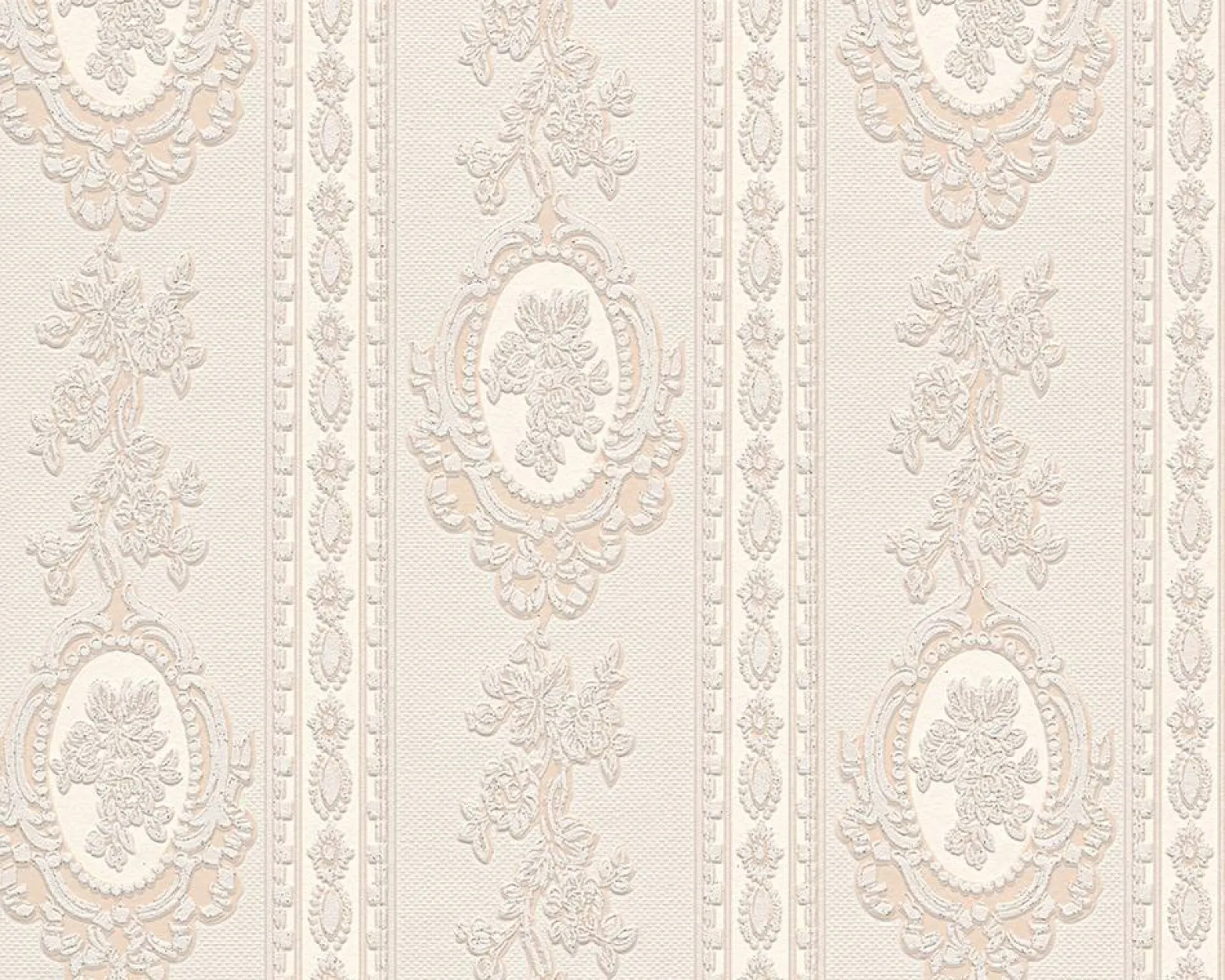 Vinyltapete Barock Streifen cremebeige Glitzer AS 1861-33