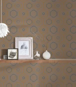 Vinyltapete Ethno Retro braun blau Ethnic Origin 37177-3