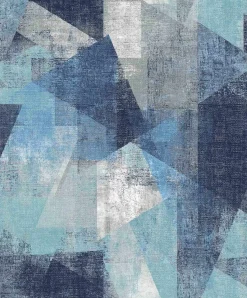 Vinyltapete Geometrisch Textil blau grau GranDeco PP3601