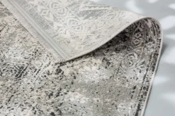 Viskose Teppich Bordüre grau creme Astra Positano