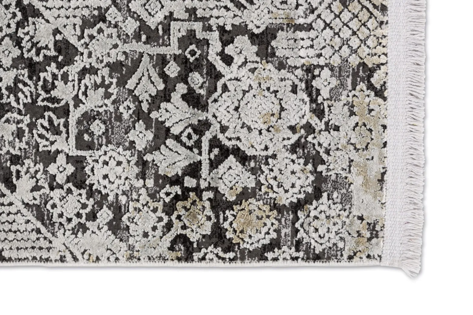 Viskose Teppich Floral anthrazit creme Astra Gravina