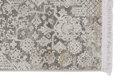Viskose Teppich Floral beige grau creme Astra Gravina