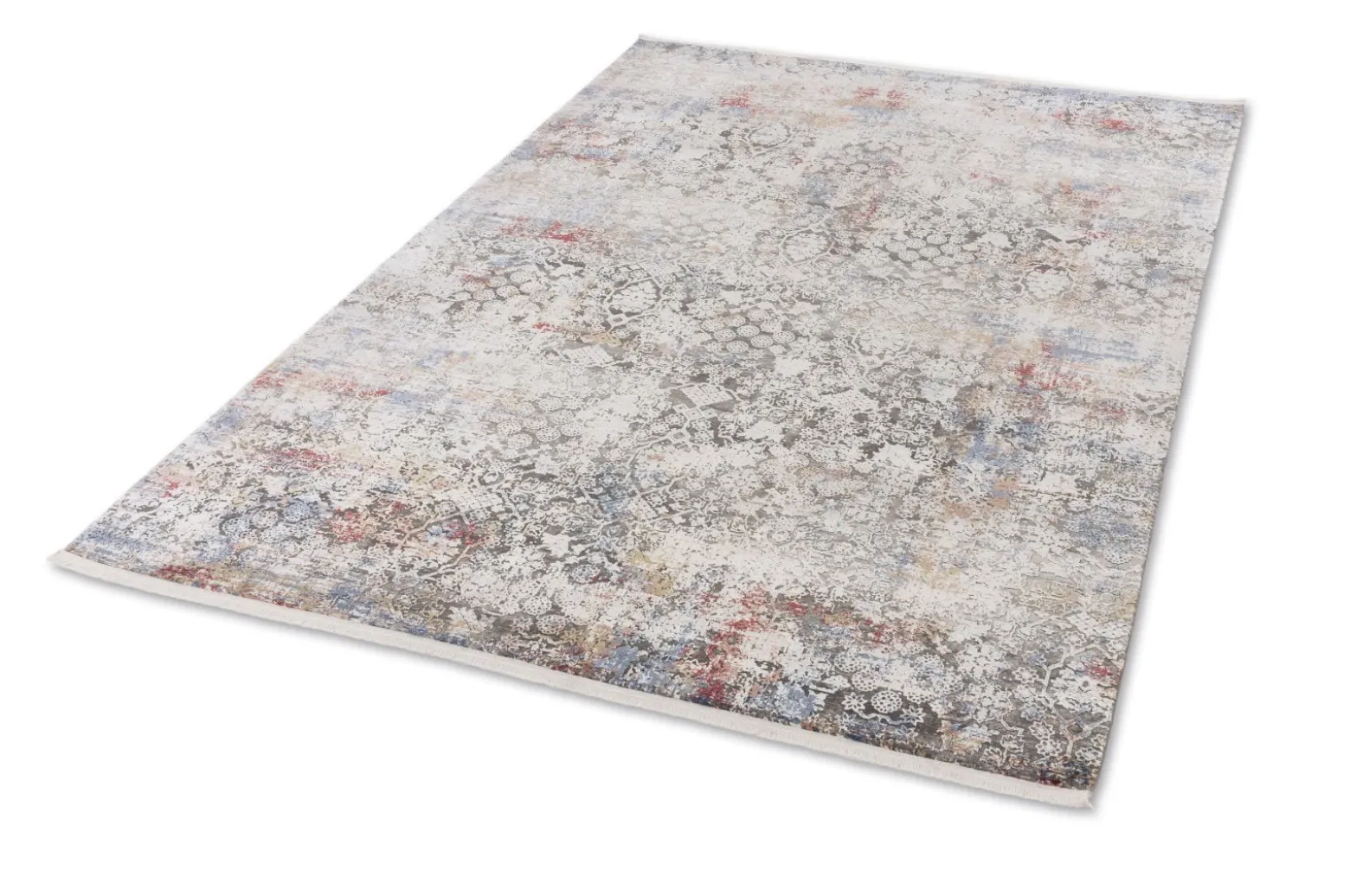 Viskose Teppich Floral creme grau rot Astra Gravina
