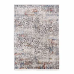 Viskose Teppich Floral creme grau rot Astra Gravina