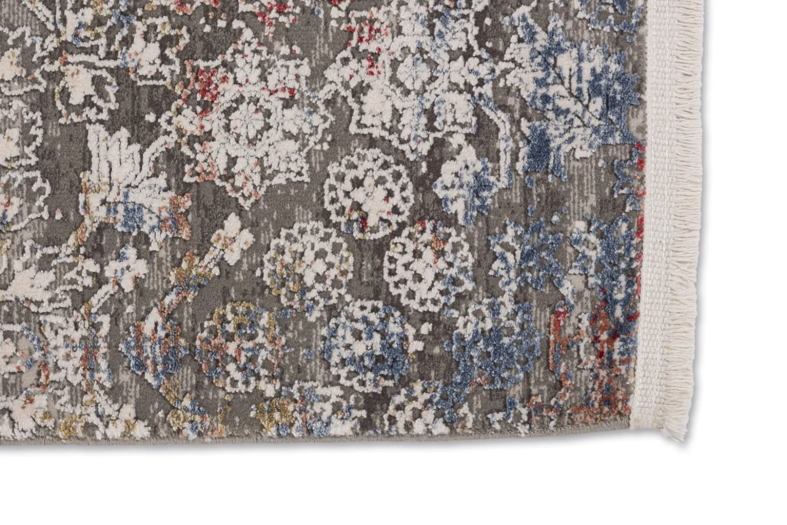 Viskose Teppich Floral creme grau rot Astra Gravina