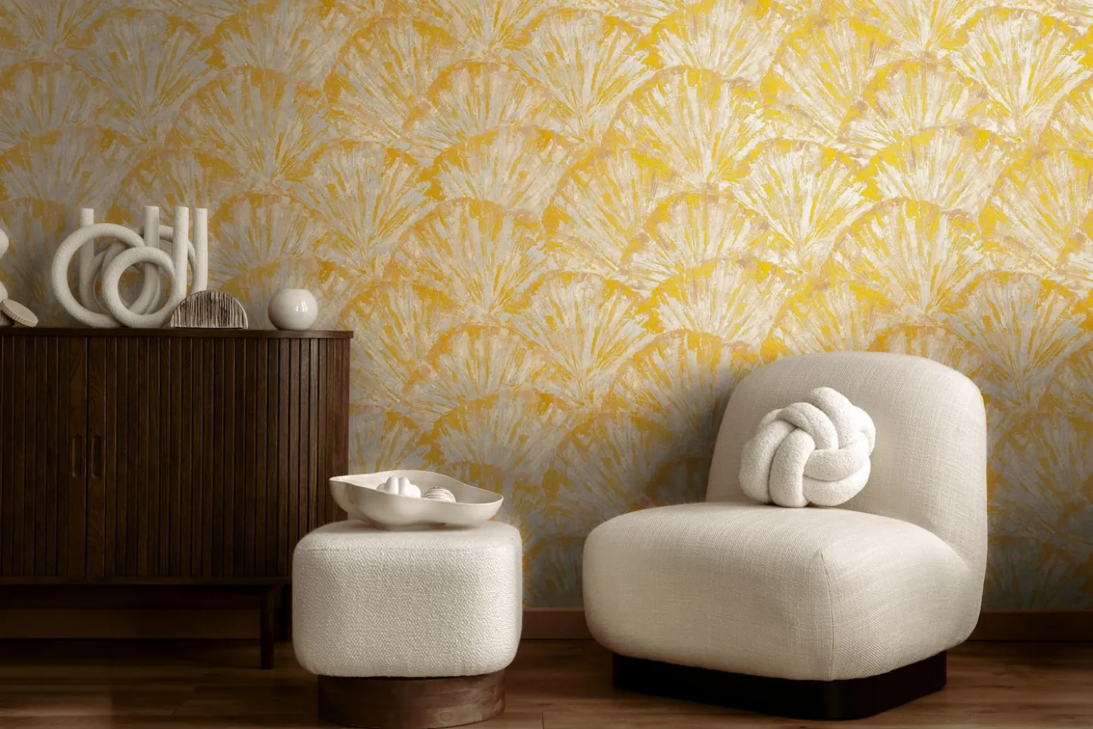 Vliestapete Abstrakt Blätter Beige Gold Metallic 78198-4