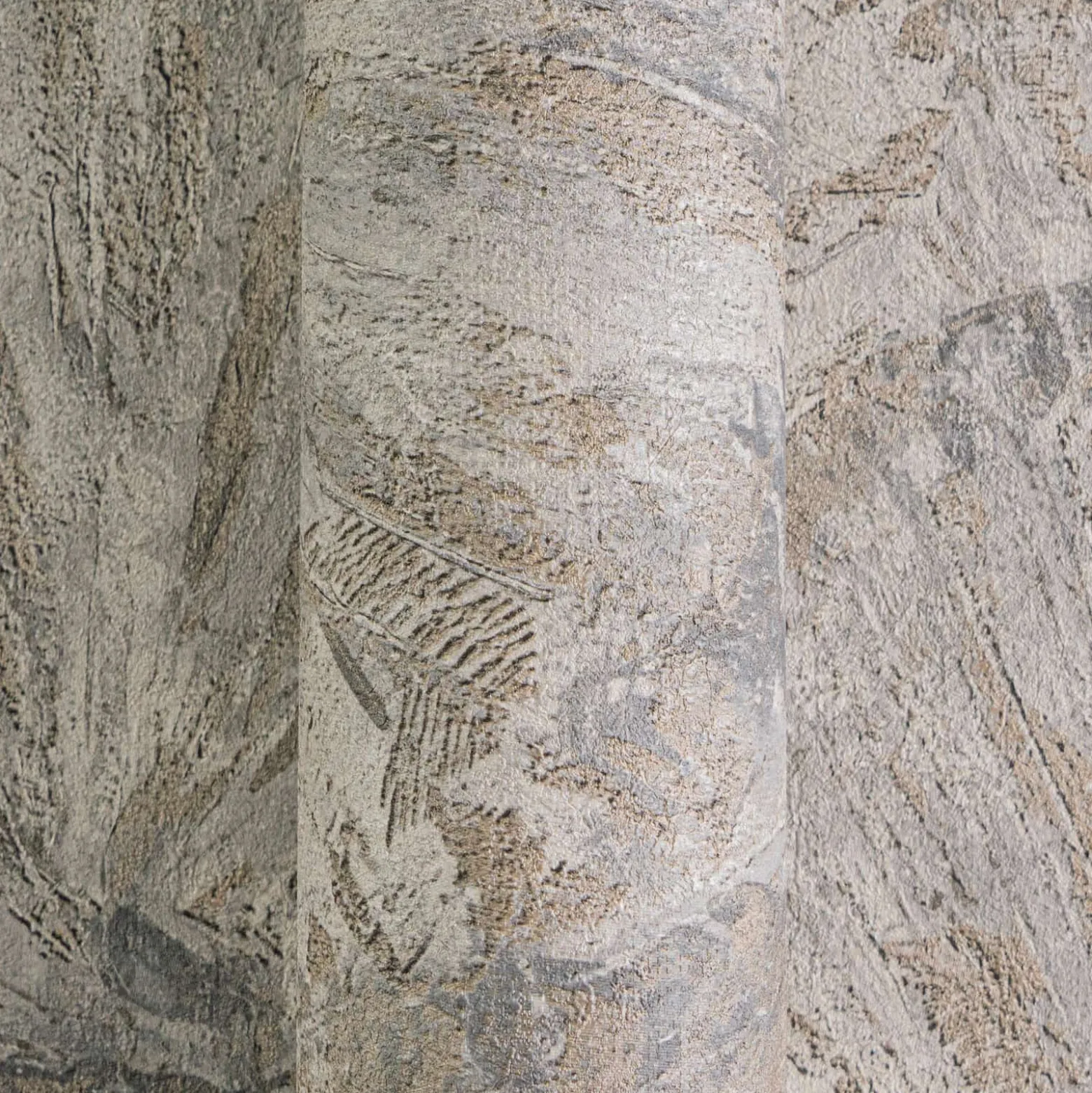 Vliestapete Abstrakt Blätter Grau Braun Creme 78198-1