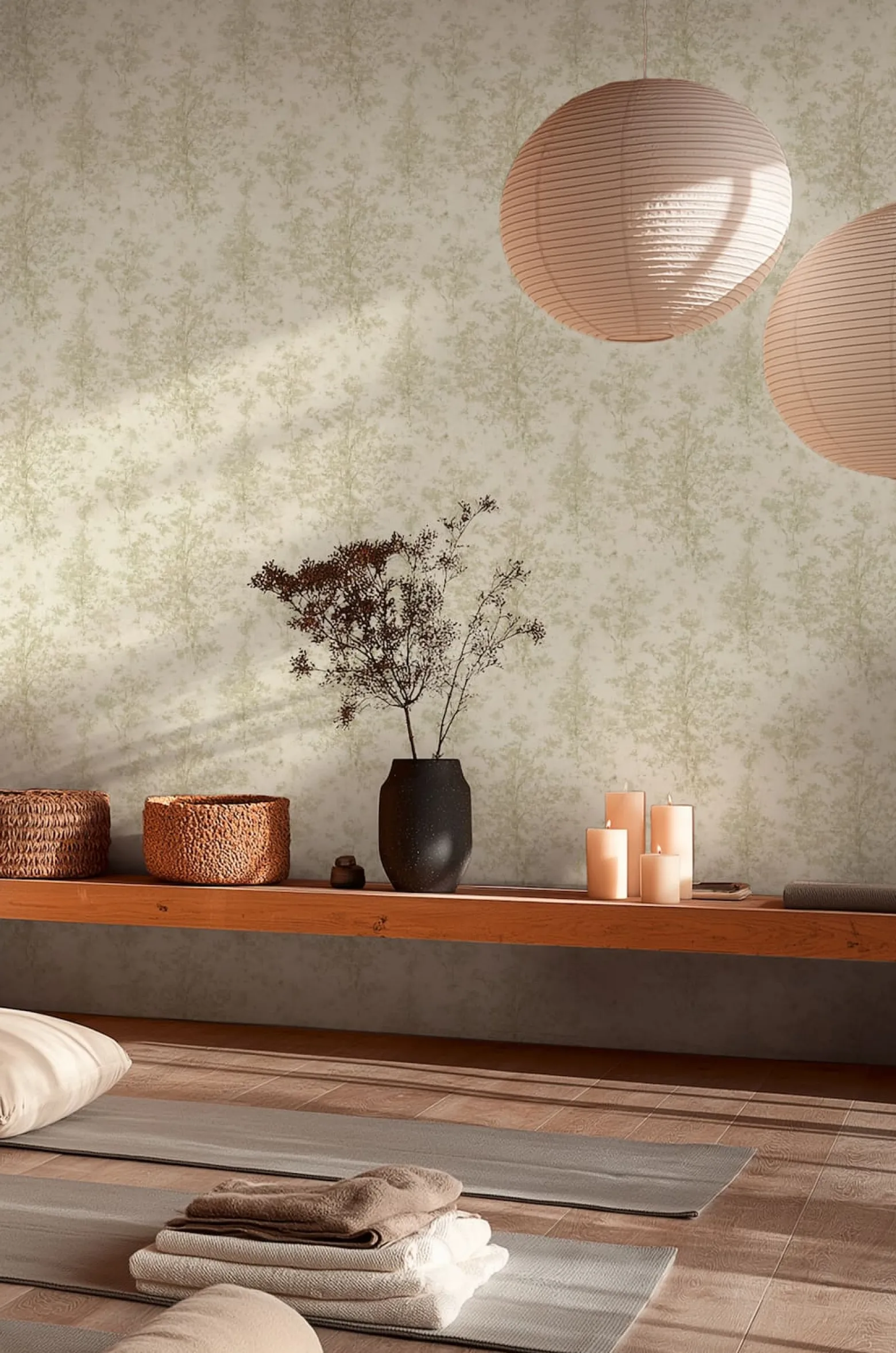 Vliestapete Abstrakt Bäume Wald Creme Grün Glitzer 79200-4