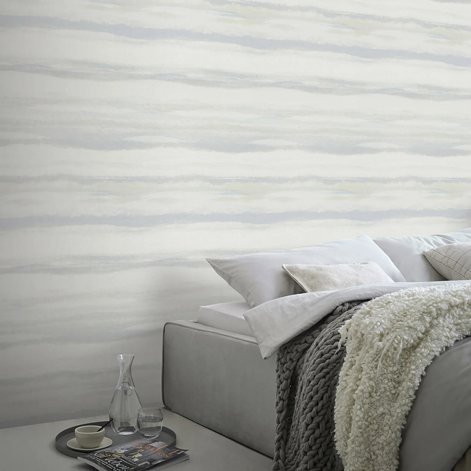 Vliestapete Aquarell Blau Grau Beige Glitzer 10515-43