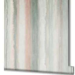 Vliestapete Aquarell Streifen Grün Apricot Creme 34426