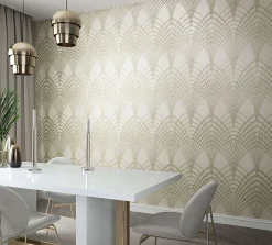 Vliestapete Art Deco Design beige gold Marburg 32255