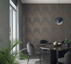 Vliestapete Art Deco Design grau kupfer Marburg 32256
