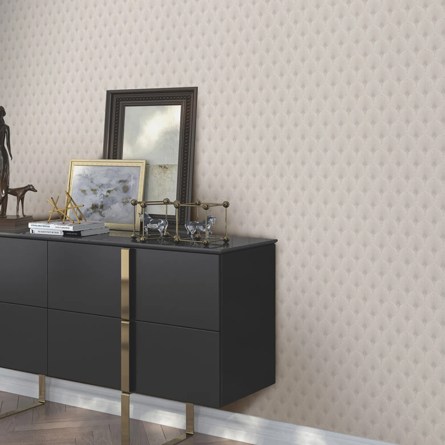 Vliestapete Art Deco Muster Beige Grau Metallic 10346-37