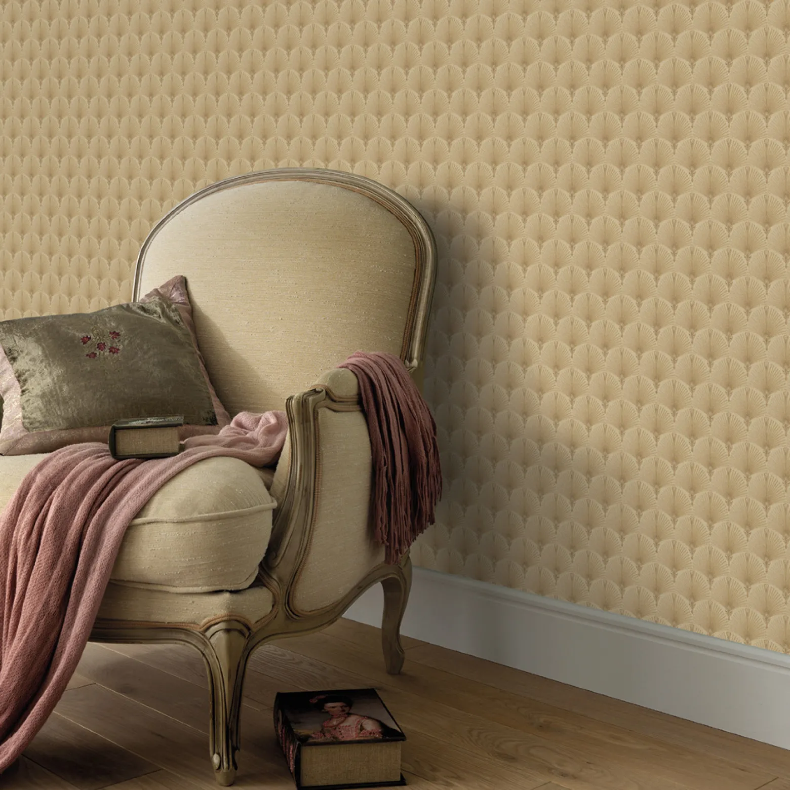 Vliestapete Art Deco Muster Beige Gold Metallic 10346-30