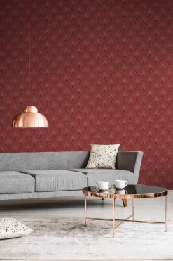 Vliestapete Art Deco rot gold Metallic 37427-4