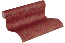 Vliestapete Art Deco rot gold Metallic 37427-4