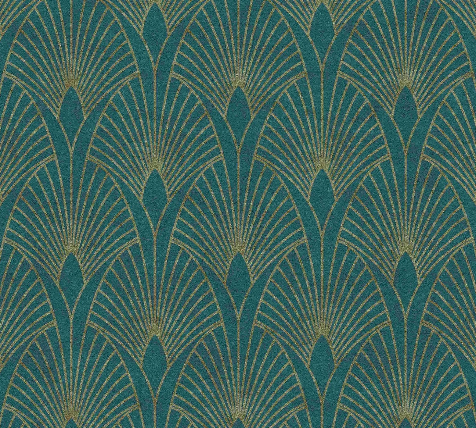 Vliestapete Art Deco türkis gold Metallic 37427-5