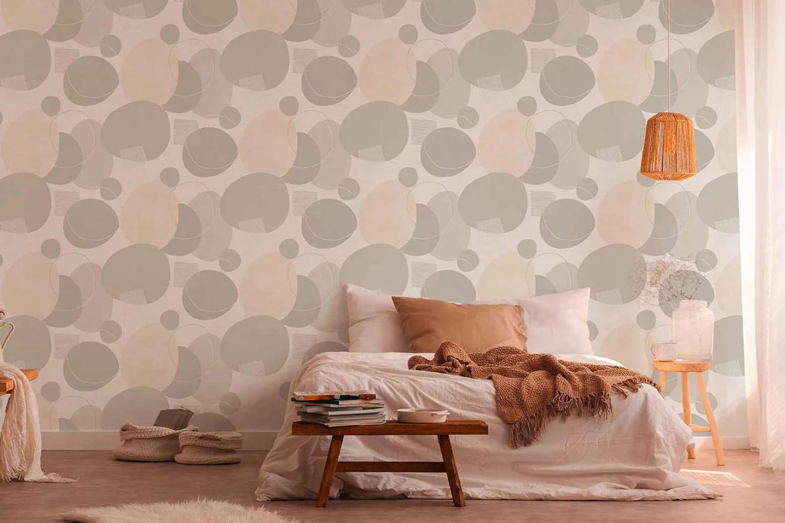 Vliestapete AS Creation Grau Beige Kreise 385954