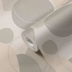 Vliestapete AS Creation Grau Beige Kreise 385954