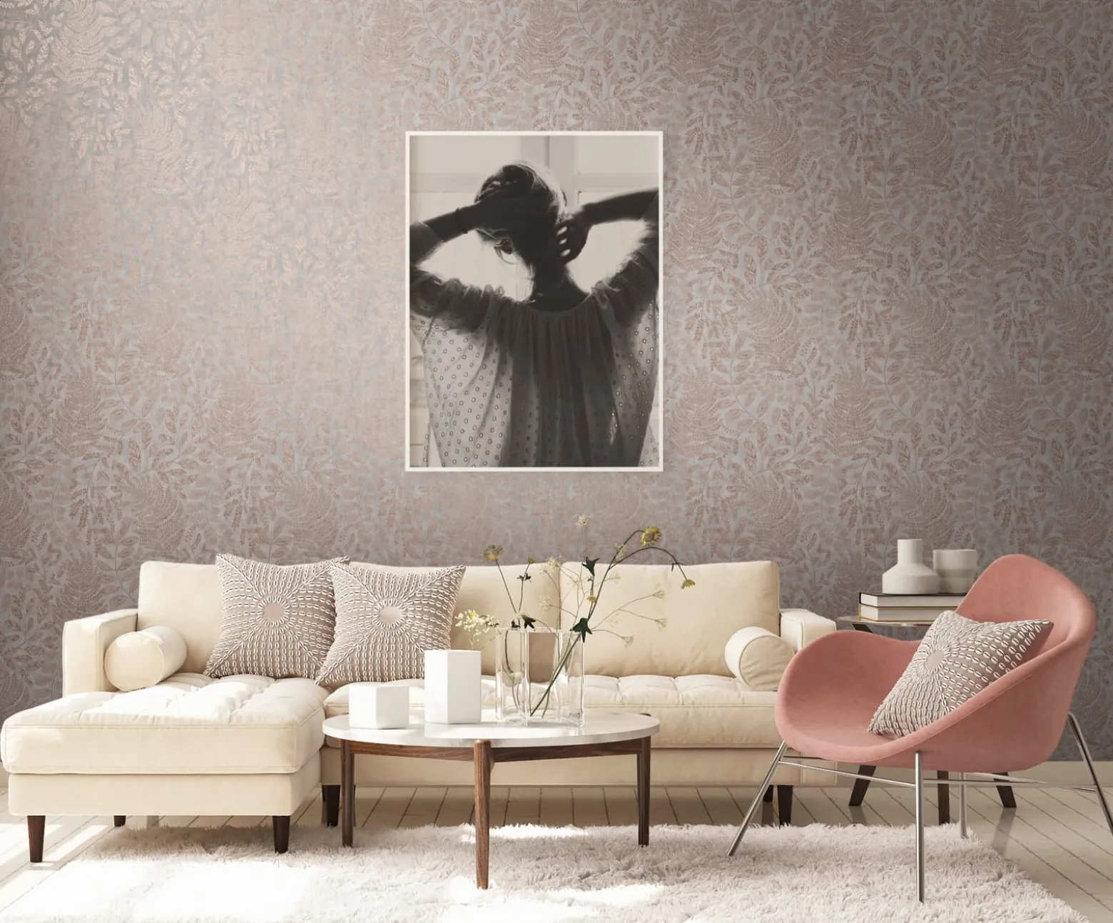 Vliestapete A.S. Creation 38830-3 Grau Rosegold Blätter