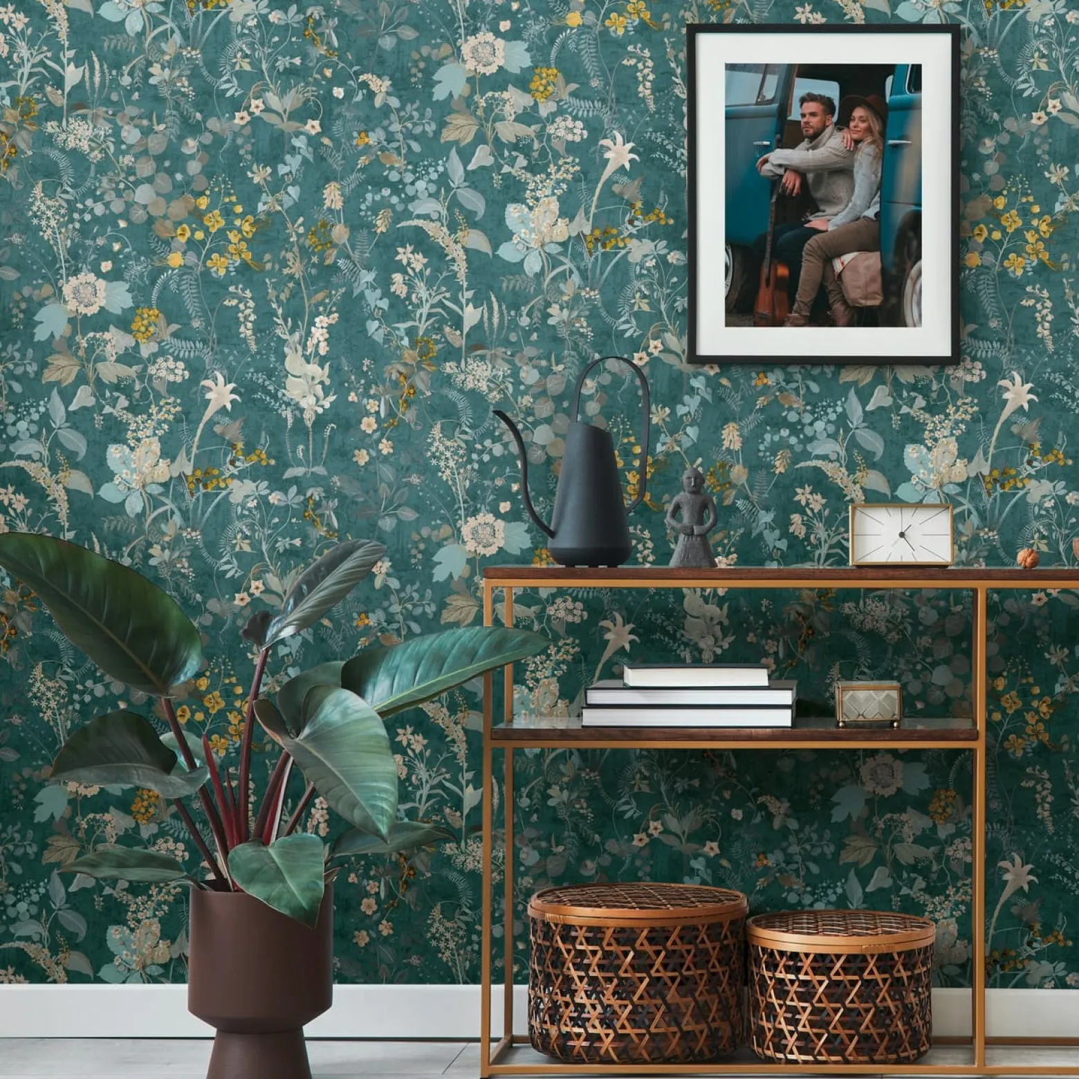 Vliestapete A.S. Creation 38825-3 Petrol Gelb Floral
