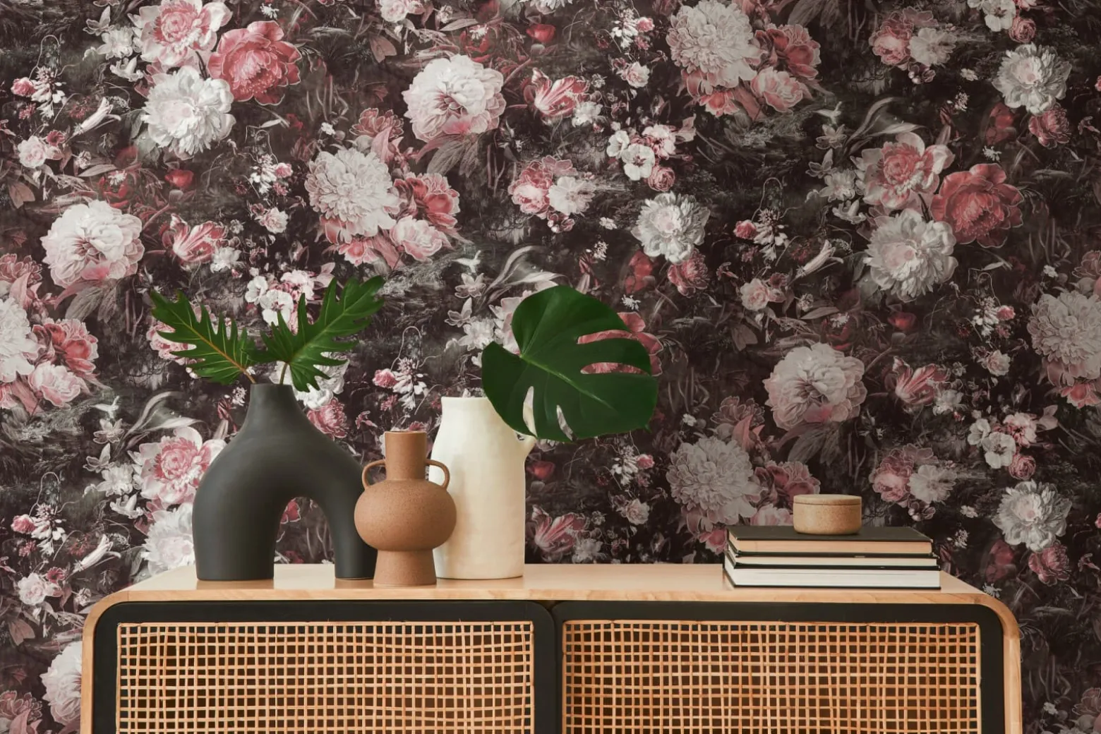 Vliestapete A.S. Creation 38821-4 Schwarz Rosa Blumen
