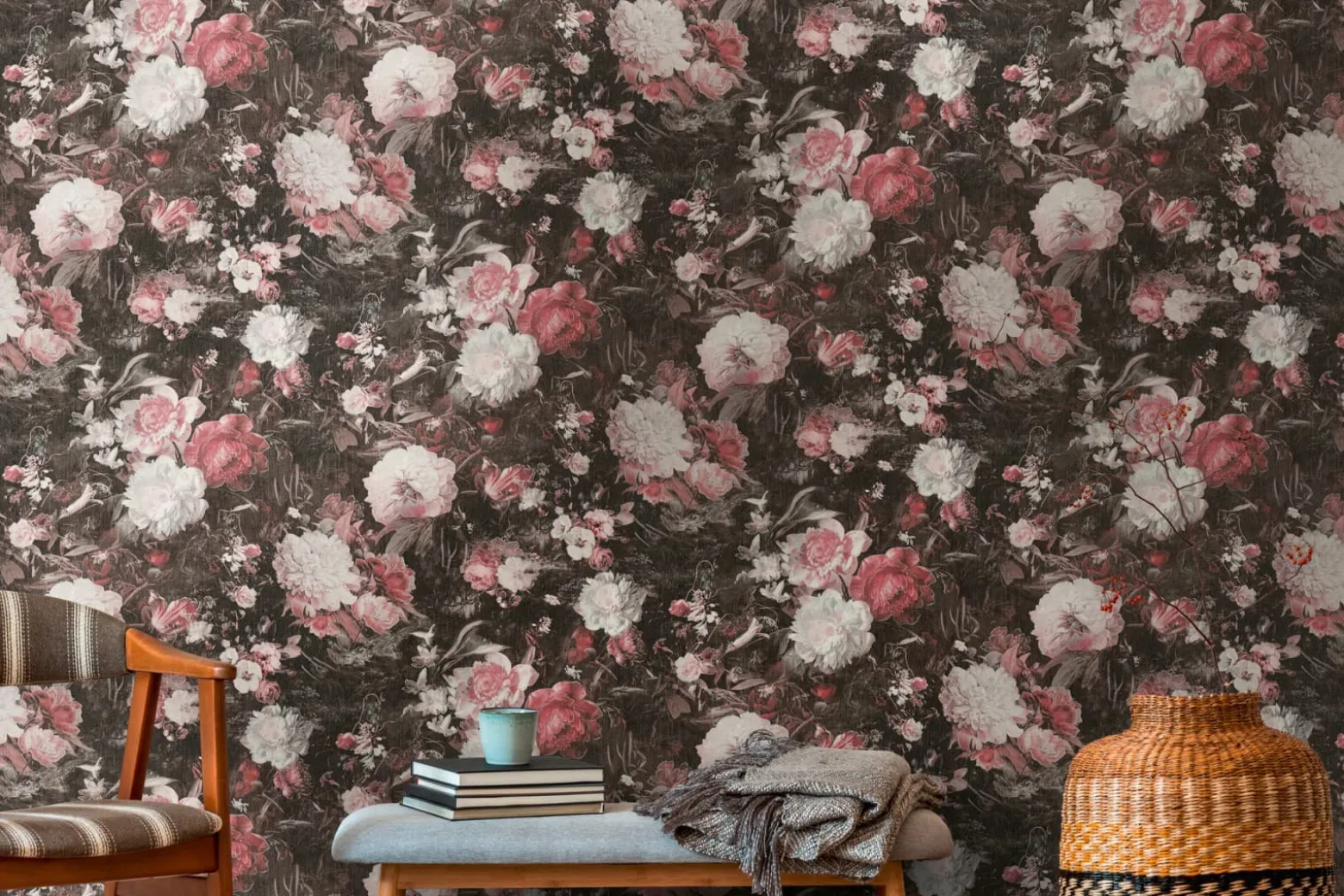 Vliestapete A.S. Creation 38821-4 Schwarz Rosa Blumen