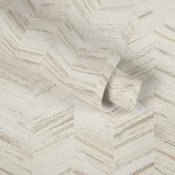 Vliestapete AS Creation Weiß Beige Fischgrätmuster