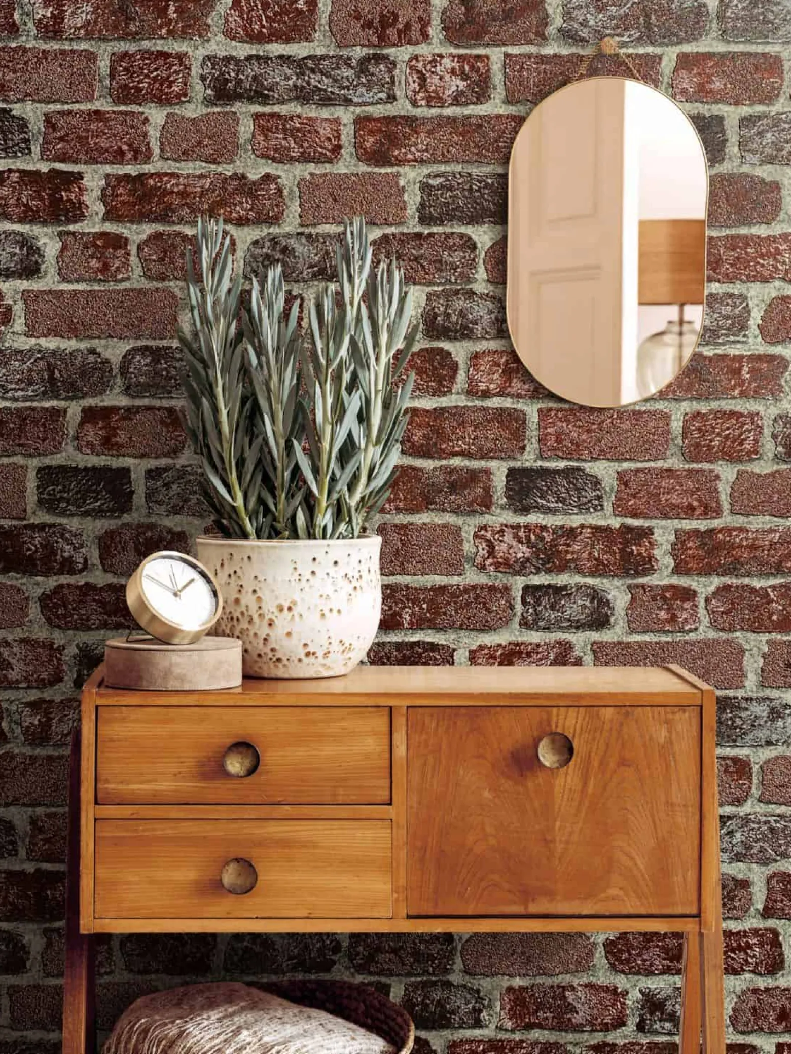 Vliestapete Backstein 3D Granulat rot braun Imagine 58408