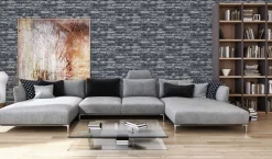 Vliestapete Backsteinmauer grau schwarz weiß 36281-2