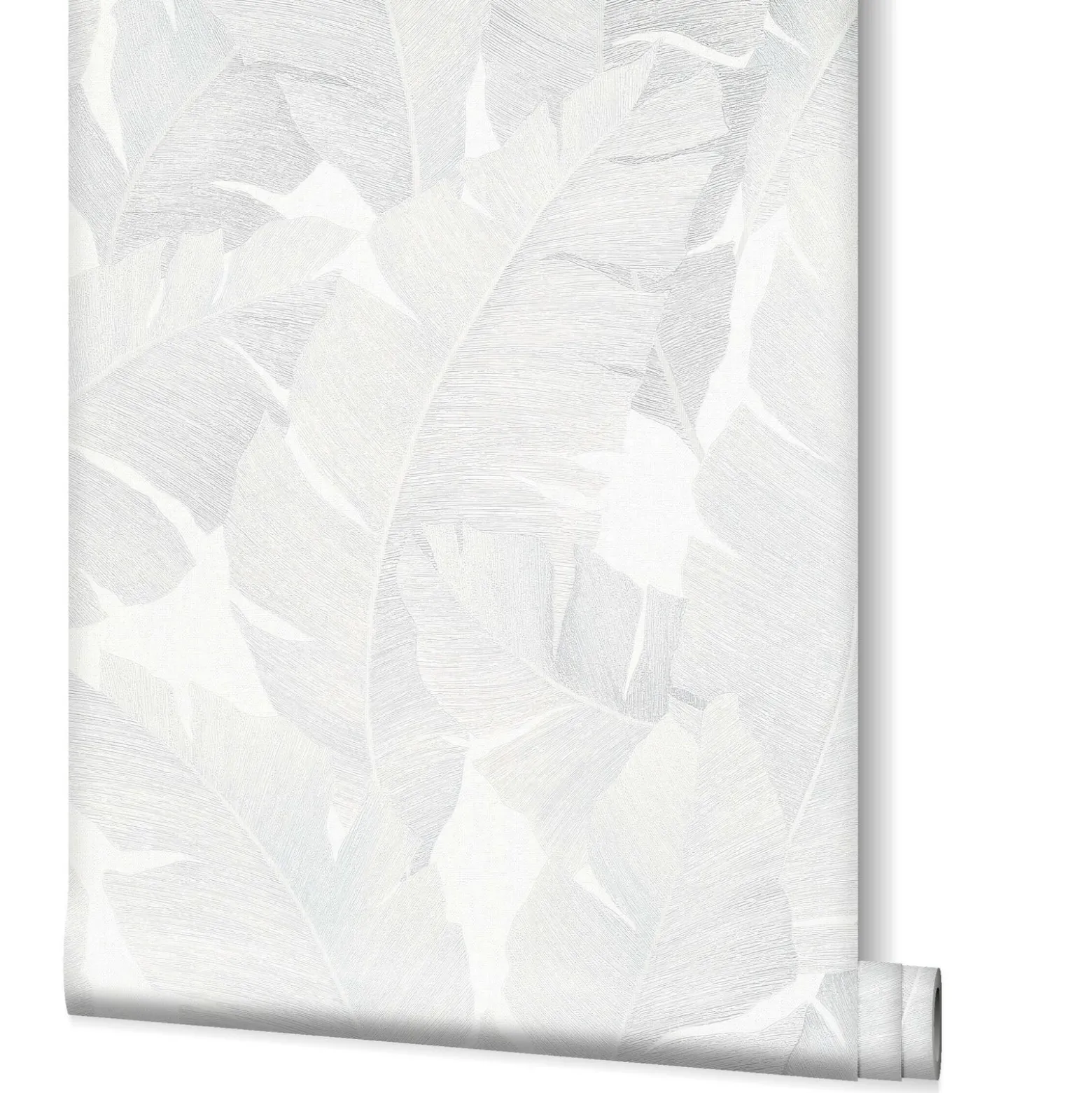 Vliestapete Bananenblätter weiß silber metallic 31623
