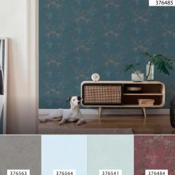 Vliestapete Barock blau silber 37648-5