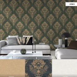Vliestapete Barock Design beige grün Metallic 37901-1
