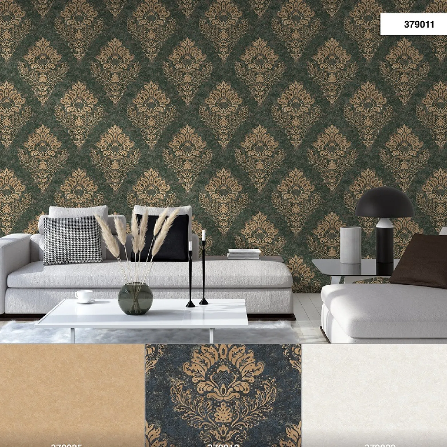 Vliestapete Barock Design beige grün Metallic 37901-1