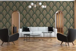 Vliestapete Barock Design beige grün Metallic 37901-1