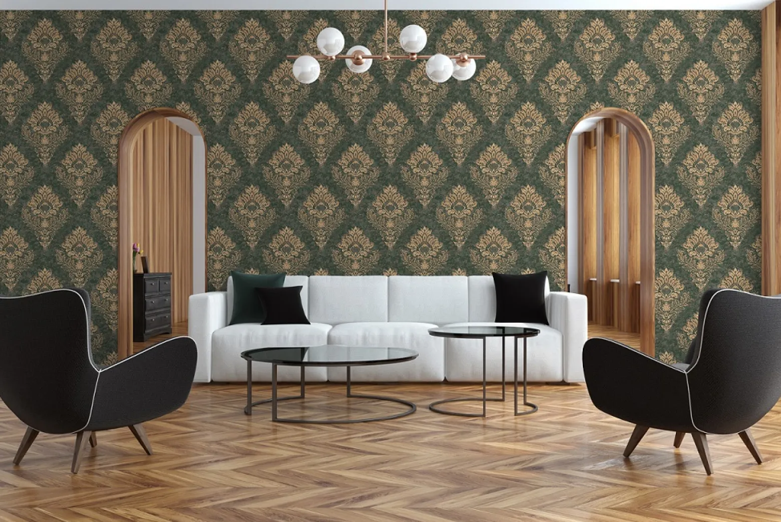 Vliestapete Barock Design beige grün Metallic 37901-1