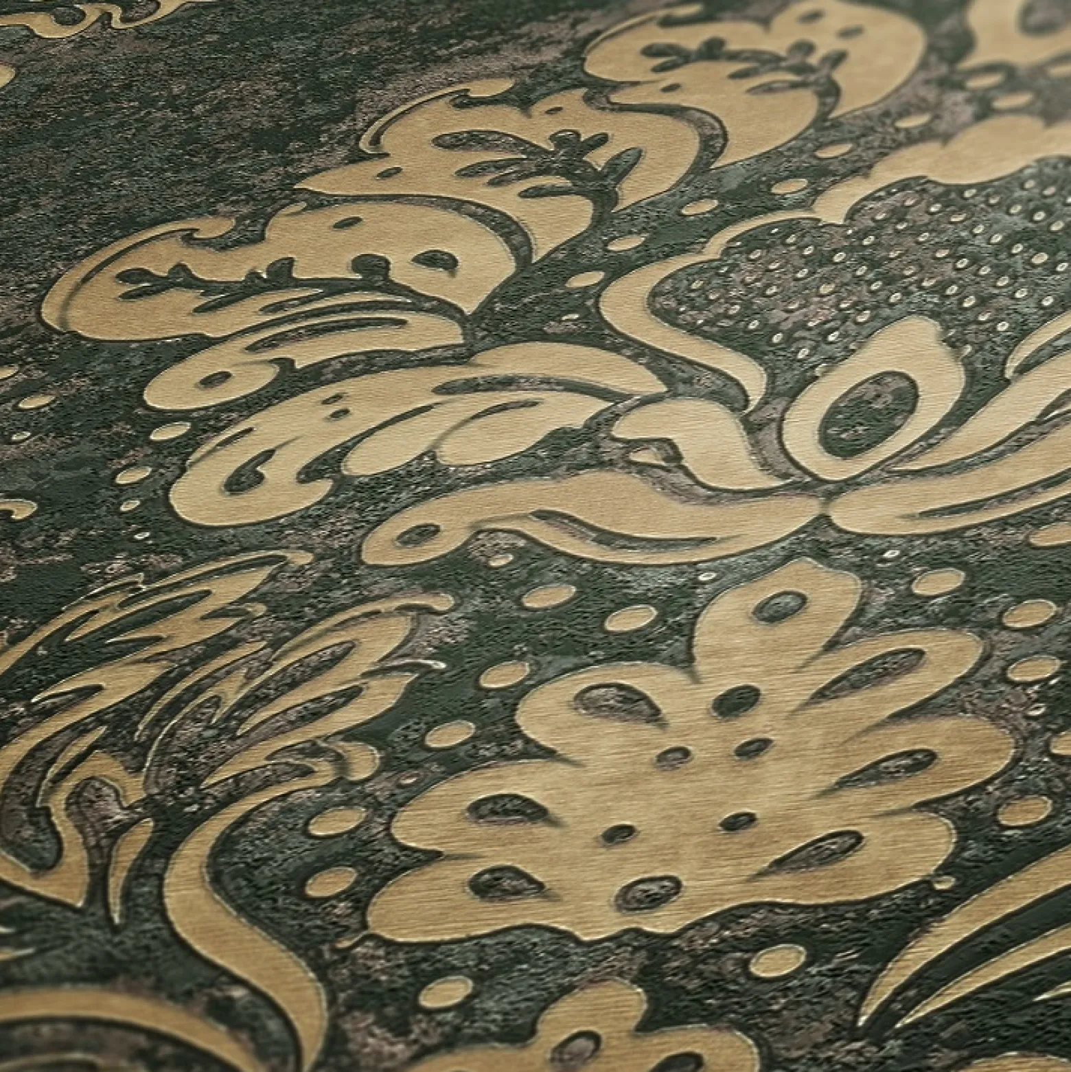 Vliestapete Barock Design beige grün Metallic 37901-1